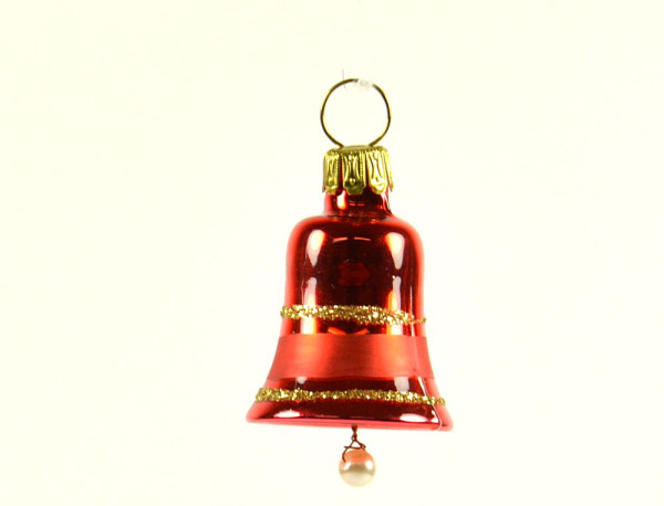 Miniglocke Rot / gold Höhe ca. 3 cm Durchmesser ca. 2,5 cm