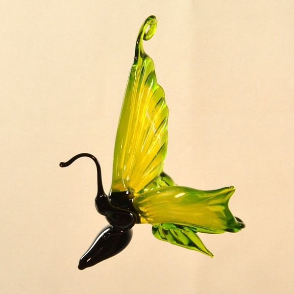 Schmetterling hängend gelb grün Breite ca. 8 cm  Höhe ca. 7 cm