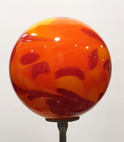 Gartenobjekt Kugel 15cm orange rot inkl. Eisenstab  Gesamthöhe ca. 1,15 m