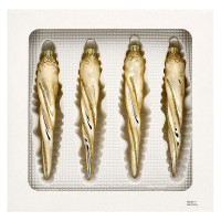 Eiszapfen 12cm 4-fach Landschaft eischampagner Goldglimmer mundgeblasen handgemalt Eiszapfen 12cm 4-fach Landschaft eischampagner Goldglimmer mundgeblasen handgemalt