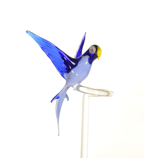 Blumenstab Papagei türkis-blau mit Flügeln Länge ca. 45 cm