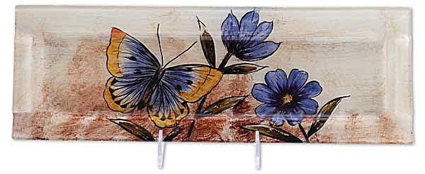 Glasplatte "Schmetterling mit Blume" rechteck 40cm
