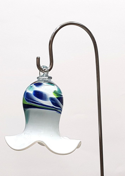 Miniglocke weiß mint blau mit Stab Glocke Höhe 10cm Stab Länge 90cm